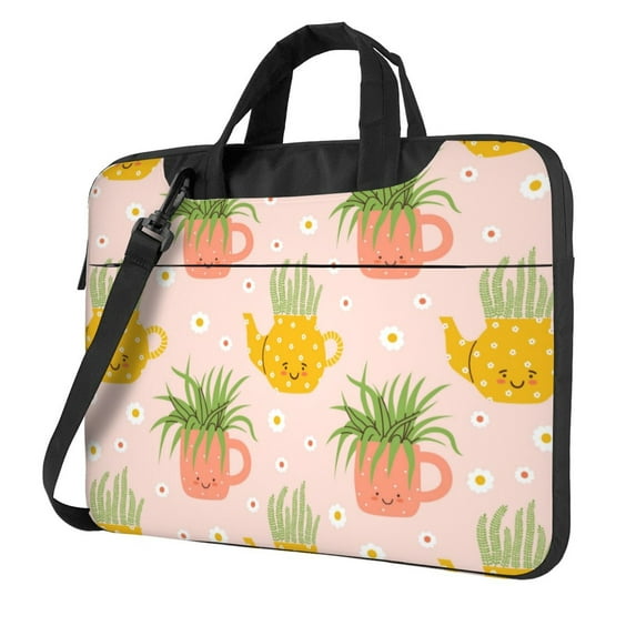 ZICANCN Laptop Case 13 inch, Potted Plants Pink Background Work Shoulder Messenger Business Bag for Women and Men