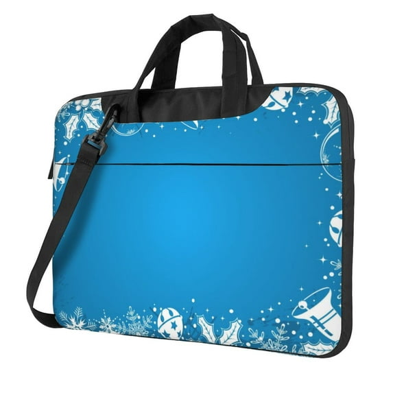 ZICANCN Laptop Case 14 inch, Christmas Floral Blue Elegant Snowflakes Work Shoulder Messenger Business Bag for Women and Men
