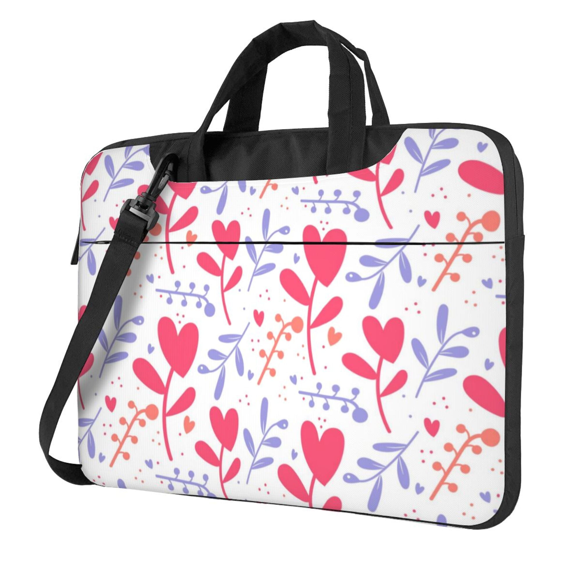 ZICANCN Laptop Case 14 inch, Cute Romantic Floral Hearts Work Shoulder ...