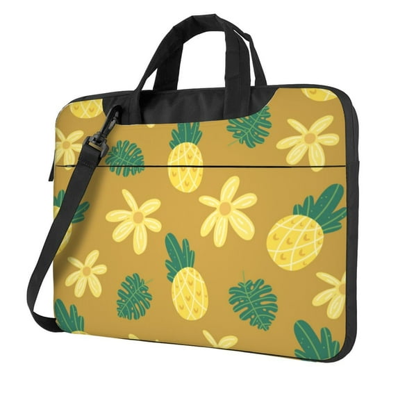 ZICANCN Laptop Case 14 inch, Fruit Pineapple Flowers Exotic Work Shoulder Messenger Business Bag for Women and Men