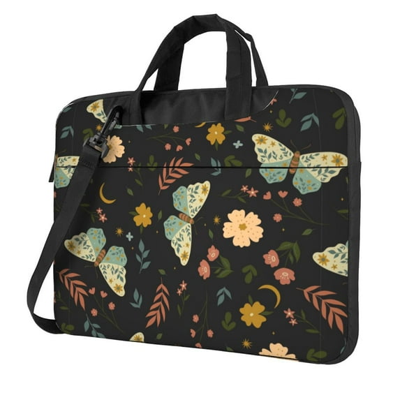ZICANCN Laptop Case 14 inch, Moths Leaves Seamless Floral Work Shoulder Messenger Business Bag for Women and Men