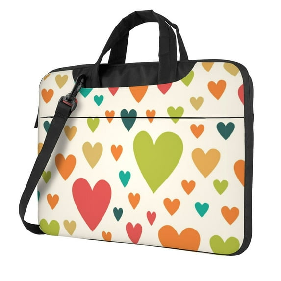 ZICANCN Laptop Case 14 inch, Multicolored Bright Hearts Work Shoulder Messenger Business Bag for Women and Men