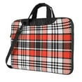 thumbnail image 1 of ZICANCN Laptop Case 14 inch, Red Black Modren Stripe Plaid Work Shoulder Messenger Business Bag for Women and Men, 1 of 9