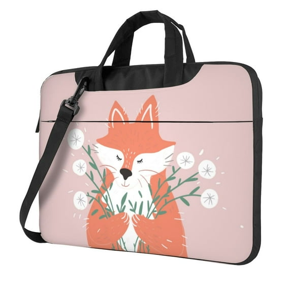 ZICANCN Laptop Case 14 inch, Red Fox Work Shoulder Messenger Business Bag for Women and Men
