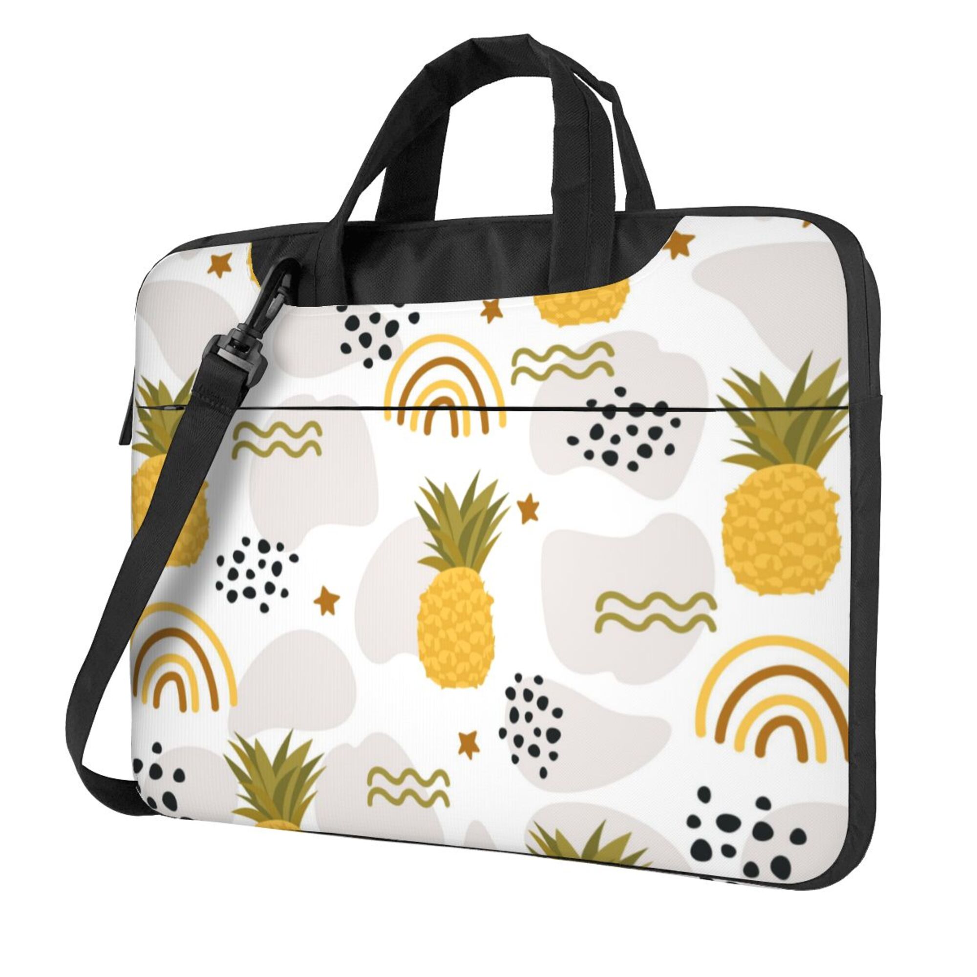 ZICANCN Laptop Case 14 inch, Tropical Leaves Pineapple Illustration Work Shoulder Messenger