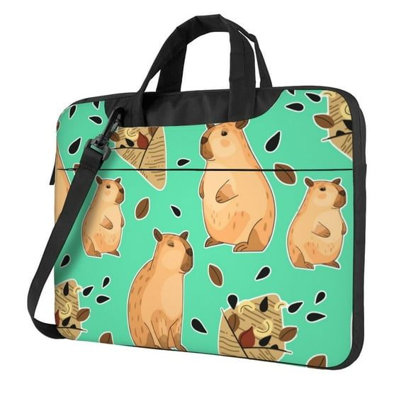 ZICANCN Laptop Case 15.6 inch, Autumn Leaves Forest Capybara Work Shoulder Messenger Business Bag for Women and Men