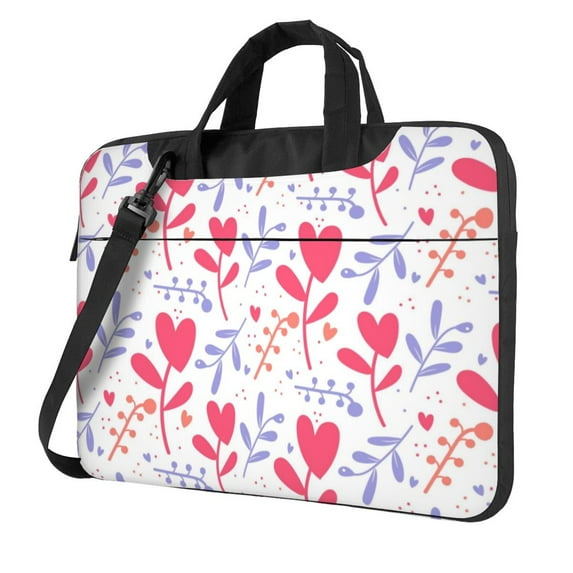 ZICANCN Laptop Case 15.6 inch, Cute Romantic Floral Hearts Work Shoulder Messenger Business Bag for Women and Men