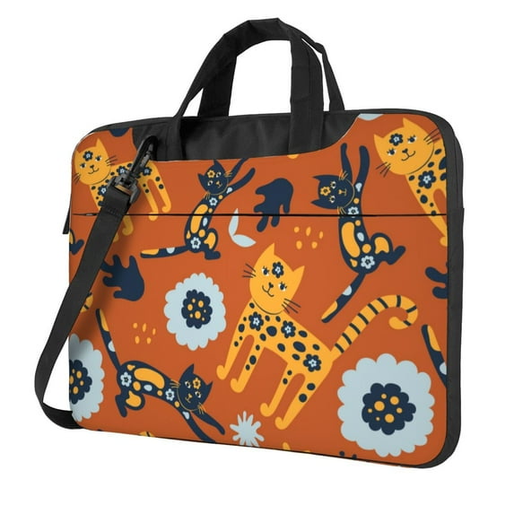ZICANCN Laptop Case 15.6 inch, Groovy Cats Orange Background Work Shoulder Messenger Business Bag for Women and Men