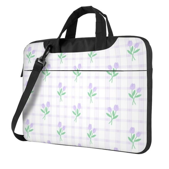 ZICANCN Laptop Case 15.6 inch, Purple Elegant Tulip Work Shoulder Messenger Business Bag for Women and Men