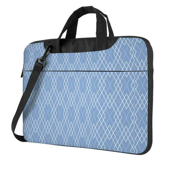 ZICANCN Laptop Case 15.6 inch, Rhombus Plaid Stripe Blue Work Shoulder Messenger Business Bag for Women and Men