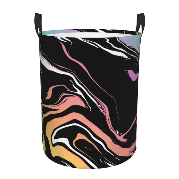 ZICANCN Laundry Basket Organizer, Abstract Modern Dark Marble Collapsible Hamper for Bathroom Bedroom Laundry Room, Medium Size
