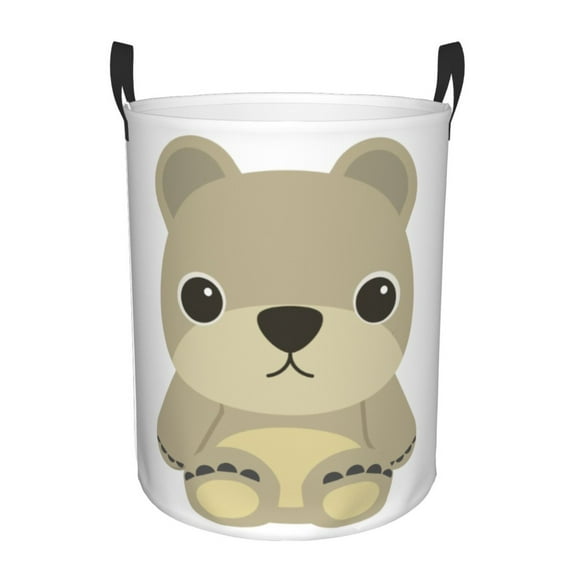 ZICANCN Laundry Basket Organizer, Bear Cartoon Collapsible Hamper for Bathroom Bedroom Laundry Room, Medium Size