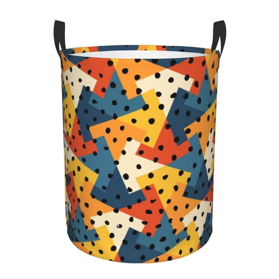 ZICANCN Laundry Basket Organizer, Color Graphic Splicing Collapsible Hamper for Bathroom Bedroom Laundry Room, Medium Size