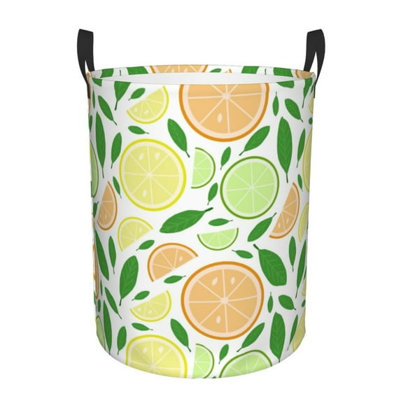 ZICANCN Laundry Basket Organizer, Lemon Orange Fruit Slices Collapsible Hamper for Bathroom Bedroom Laundry Room, Small Size