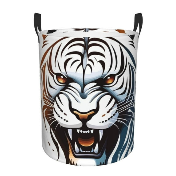 ZICANCN Laundry Basket Organizer, Tribal Tiger Art Illustration Collapsible Hamper for Bathroom Bedroom Laundry Room, Medium Size