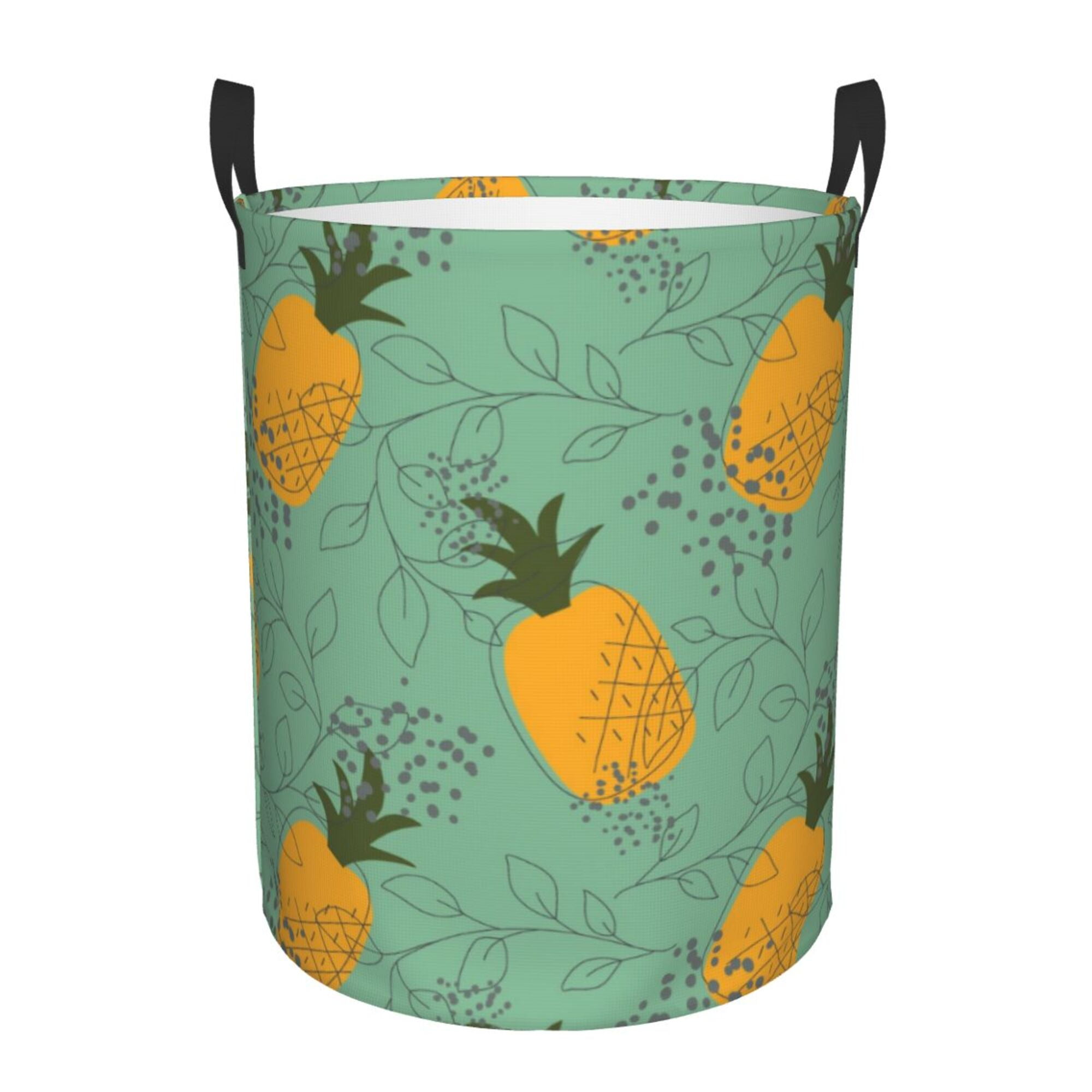 Yellow Neon Pineapple Hawaiian Print Laundry Basket