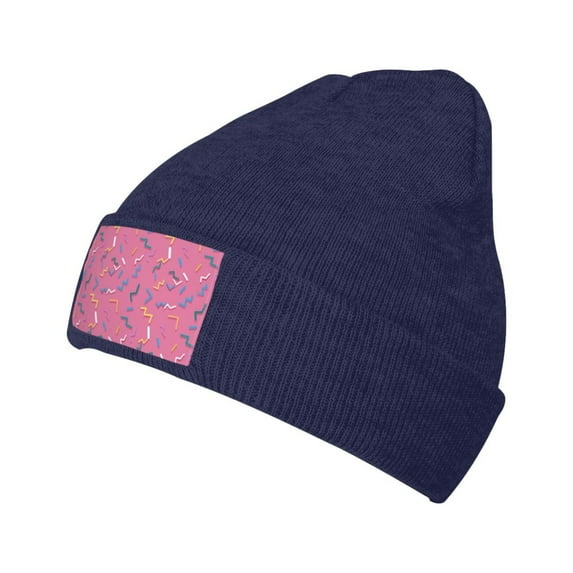 ZICANCN Modern Colorful Geometric Shapes Knit Beanie Hat, Winter Cap Soft Warm Classic Hats for Men Women, Navy Blue
