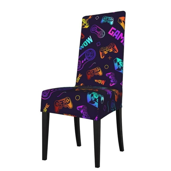 ZICANCN Multicolor Game Controller Chair Protectors Seat Covers , Dining Chair Slipcovers 1 Piece for Dining Room Hotel Kitchen
