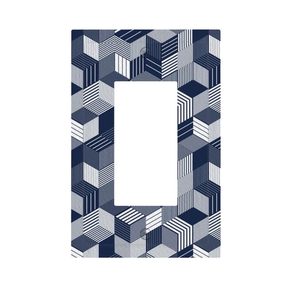ZICANCN Outlet Covers Wall Plate, Abstract Cube Blue Stripes Light Switch Cover Decorative, Duplex Toggle Combo 1-Gang