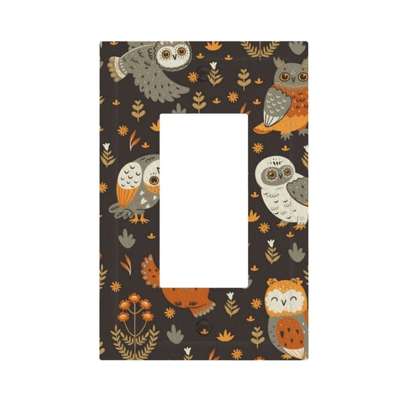 ZICANCN Outlet Covers Wall Plate, Brown Owls Blossom Flower Light Switch Cover Decorative, Duplex Toggle Combo 1-Gang