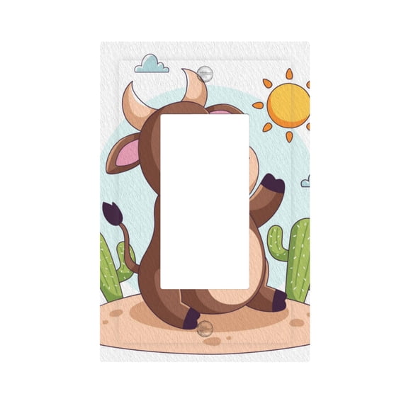 ZICANCN Outlet Covers Wall Plate, Cartoon Bull Hello Illustration Light Switch Cover Decorative, Duplex Toggle Combo 1-Gang