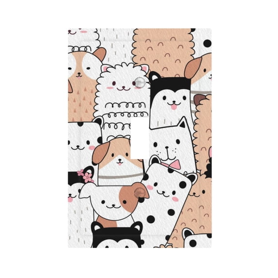 ZICANCN Outlet Covers Wall Plate, Cartoon Cute Animals Dogs Light Switch Cover Decorative, Duplex Toggle Combo 1-Gang
