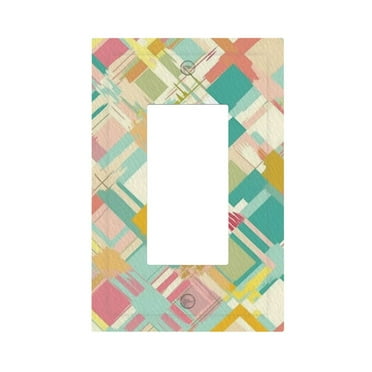 ZICANCN Outlet Covers Wall Plate, Colorful Squares Llines Light Switch Cover Decorative, Duplex Toggle Combo 1-Gang