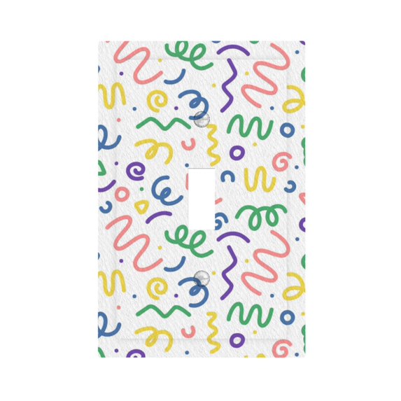 ZICANCN Outlet Covers Wall Plate, Colorful Wave Lines Light Switch Cover Decorative, Duplex Toggle Combo 1-Gang