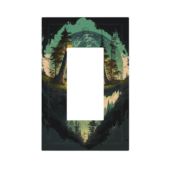 ZICANCN Outlet Covers Wall Plate, Crater Panorama Mountain Light Switch Cover Decorative, Duplex Toggle Combo 1-Gang