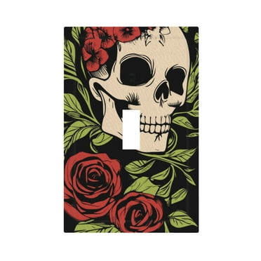 ZICANCN Outlet Covers Wall Plate, Feminine Skull Roses Llustration Light Switch Cover Decorative, Duplex Toggle Combo 1-Gang