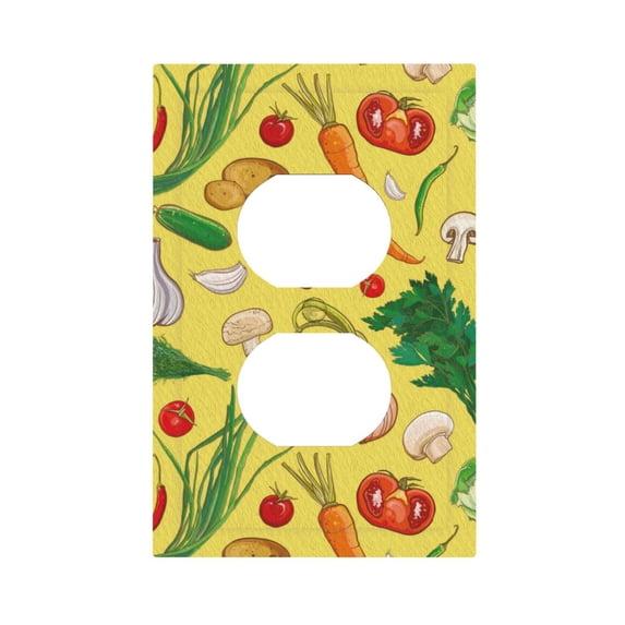 ZICANCN Outlet Covers Wall Plate, Lots Cartoon Vegetables Light Switch Cover Decorative, Duplex Toggle Combo 1-Gang