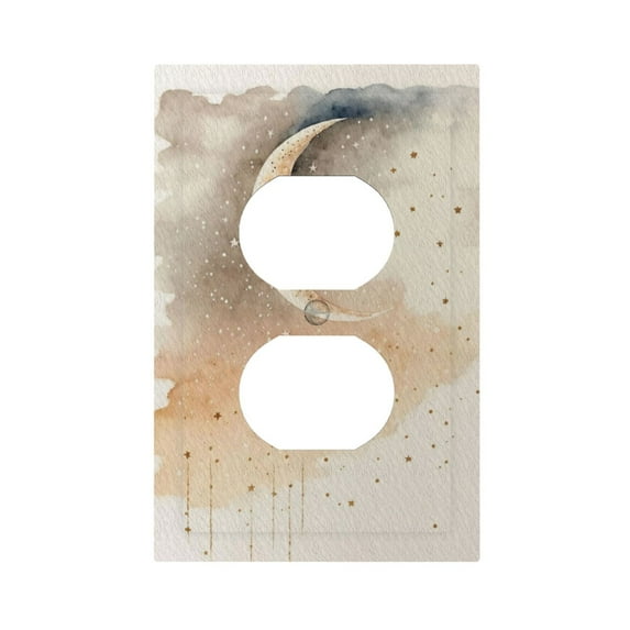 ZICANCN Outlet Covers Wall Plate, Moon Stars Universe Light Switch Cover Decorative, Duplex Toggle Combo 1-Gang