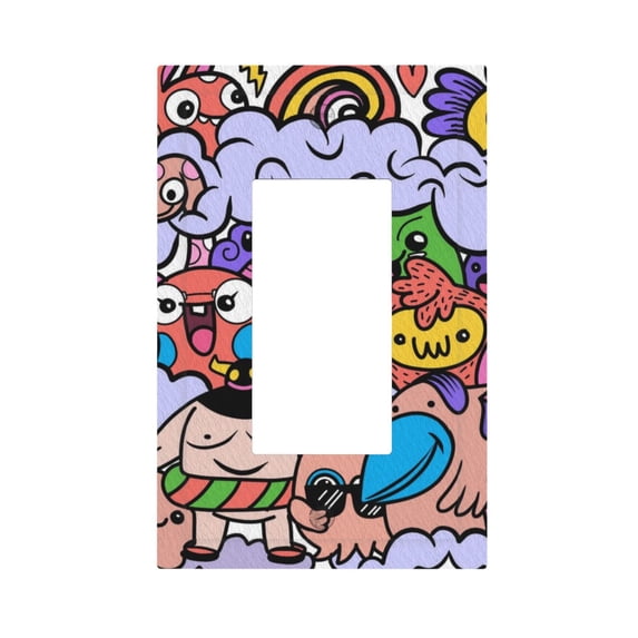 ZICANCN Outlet Covers Wall Plate, Multi-Cartoon Monster Light Switch Cover Decorative, Duplex Toggle Combo 1-Gang