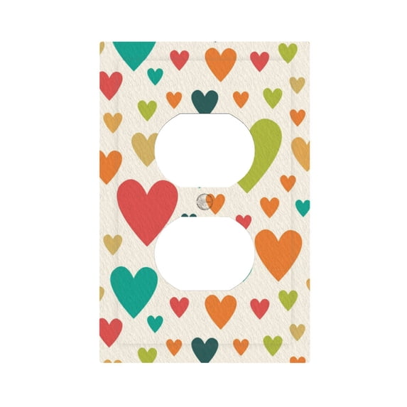 ZICANCN Outlet Covers Wall Plate, Multicolored Bright Hearts Light Switch Cover Decorative, Duplex Toggle Combo 1-Gang