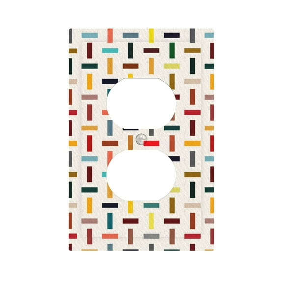 ZICANCN Outlet Covers Wall Plate, Multicolored Line Wicker Light Switch Cover Decorative, Duplex Toggle Combo 1-Gang