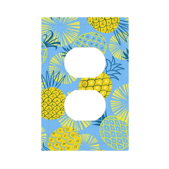 ZICANCN Outlet Covers Wall Plate, Pineapples Print Blue Background Light Switch Cover Decorative, Duplex Toggle Combo 1-Gang