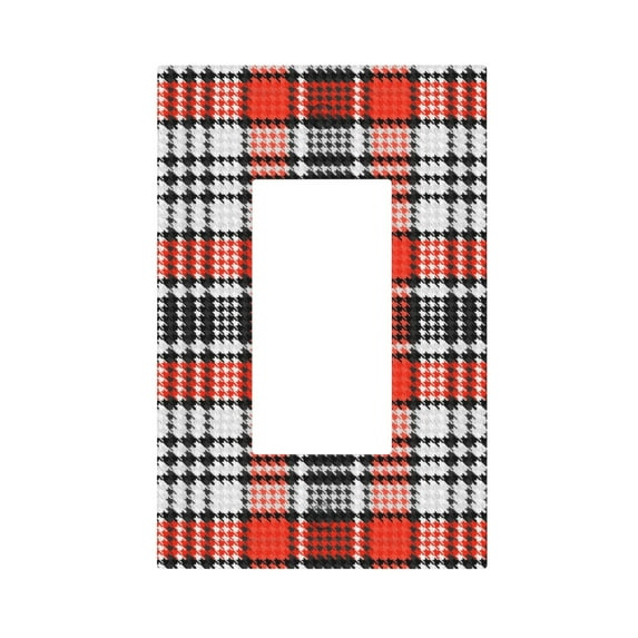 ZICANCN Outlet Covers Wall Plate, Red Black Modren Stripe Plaid Light Switch Cover Decorative, Duplex Toggle Combo 1-Gang