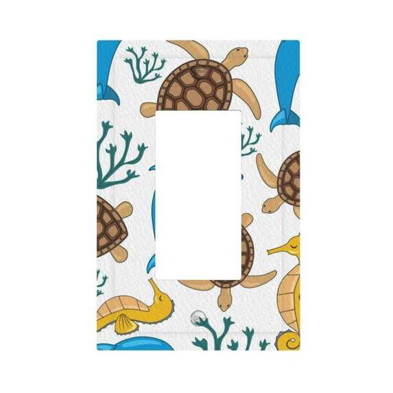 ZICANCN Outlet Covers Wall Plate, Seamless Seahorse Turtle Dolphin Light Switch Cover Decorative, Duplex Toggle Combo 1-Gang