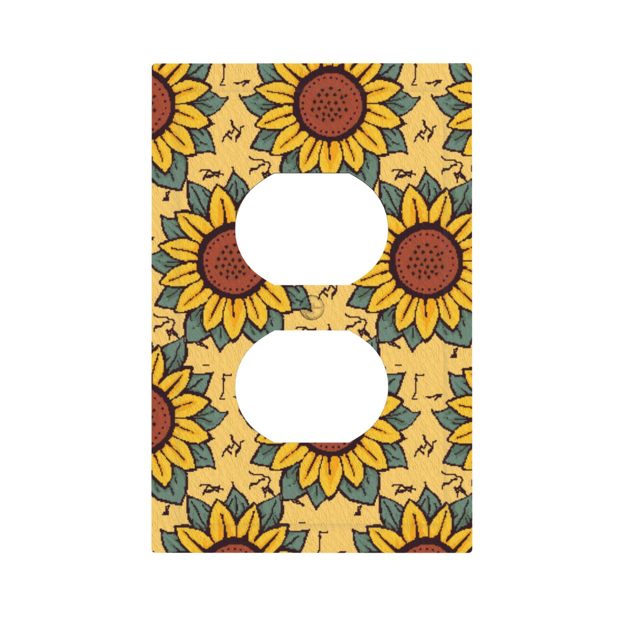 Sunflower Print Beige Polycarbonate Toggle Switch Wallplate