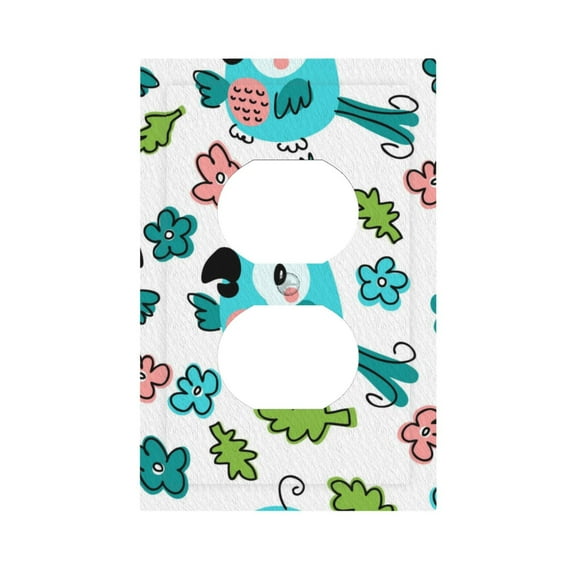 ZICANCN Outlet Covers Wall Plate, Tropical Birds Parrot Cartoon Light Switch Cover Decorative, Duplex Toggle Combo 1-Gang