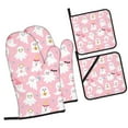 thumbnail image 1 of ZICANCN Oven Mitts and Pot Holders Sets, Cute Pink Ghost Creepy Boo Baking Sets Kitchen Heat Resistant 4 Pieces, 1 of 8