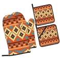 thumbnail image 1 of ZICANCN Oven Mitts and Pot Holders Sets, Retro Tribe Aztec Geometry Baking Sets Kitchen Heat Resistant 4 Pieces, 1 of 8