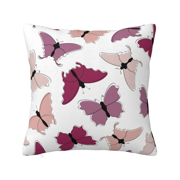 ZICANCN Pink Butterflies Seamless Texture Throw Pillow Covers, Bed Couch Sofa Knit Decorative Pillow Covers for Living Room Farmhouse, 12"x12"