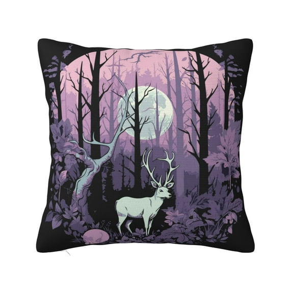 ZICANCN Purple Forest Moon Deer Throw Pillow Covers, Bed Couch Sofa Knit Decorative Pillow Covers for Living Room Farmhouse, 24"x24"
