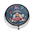 thumbnail image 1 of ZICANCN Round Pill Box Organizer with 3 Compartment, Happy 4th July Gnome Liberty Portable Travel Pill Cases for Pocket or Purse, 1 of 6