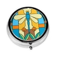thumbnail image 1 of ZICANCN Round Pill Box Organizer with 3 Compartment, Painted Cartoon Dragonfly Portable Travel Pill Cases for Pocket or Purse, 1 of 6