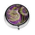 thumbnail image 1 of ZICANCN Round Pill Box Organizer with 3 Compartment, Sunflower Cat Vintage Print Portable Travel Pill Cases for Pocket or Purse, 1 of 6