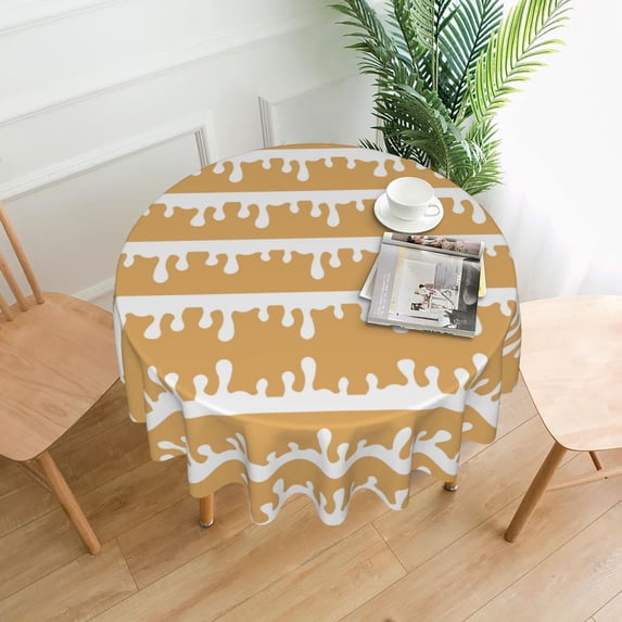 ZICANCN Round Table Cloths 60 Inch, Vintage Ink Paint Design Table Cover Waterproof Washable Outdoor Picnic Tablecloth