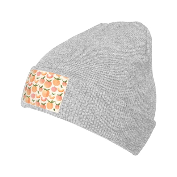 ZICANCN Seamless Pink Funny Peaches Knit Beanie Hat, Winter Cap Soft Warm Classic Hats for Men Women, Gray
