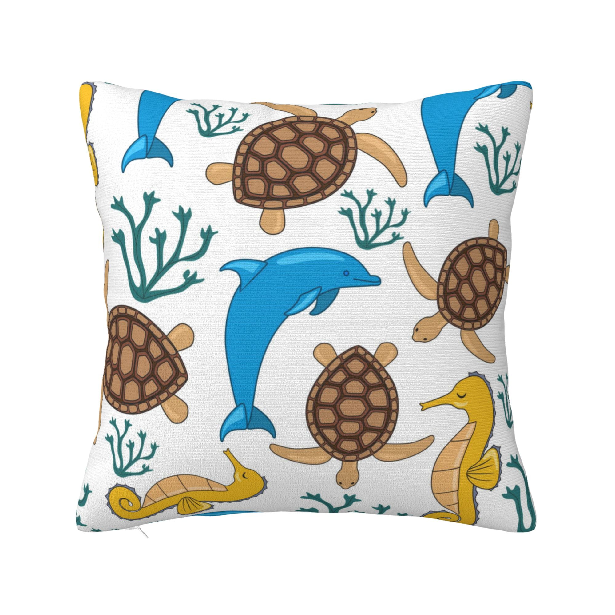 ZICANCN Seamless Seahorse Turtle Dolphin Throw Pillow Covers, Bed Couch